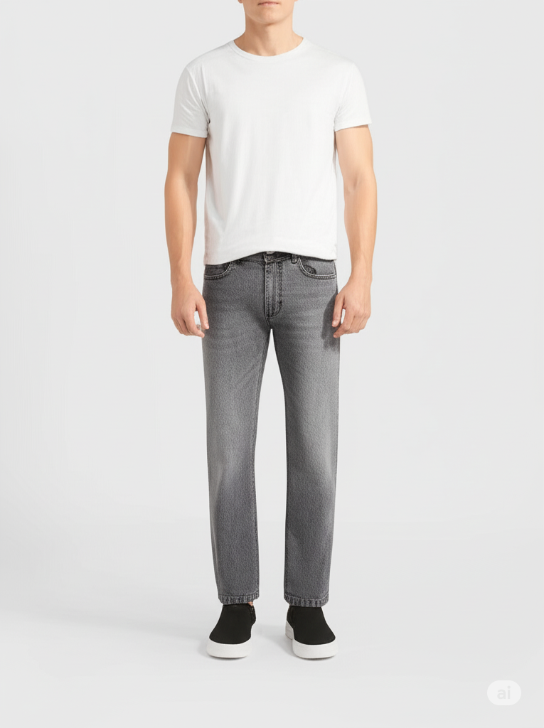 Men’s Grey Slim Fit Denim Jeans - Stylish Casual Wear