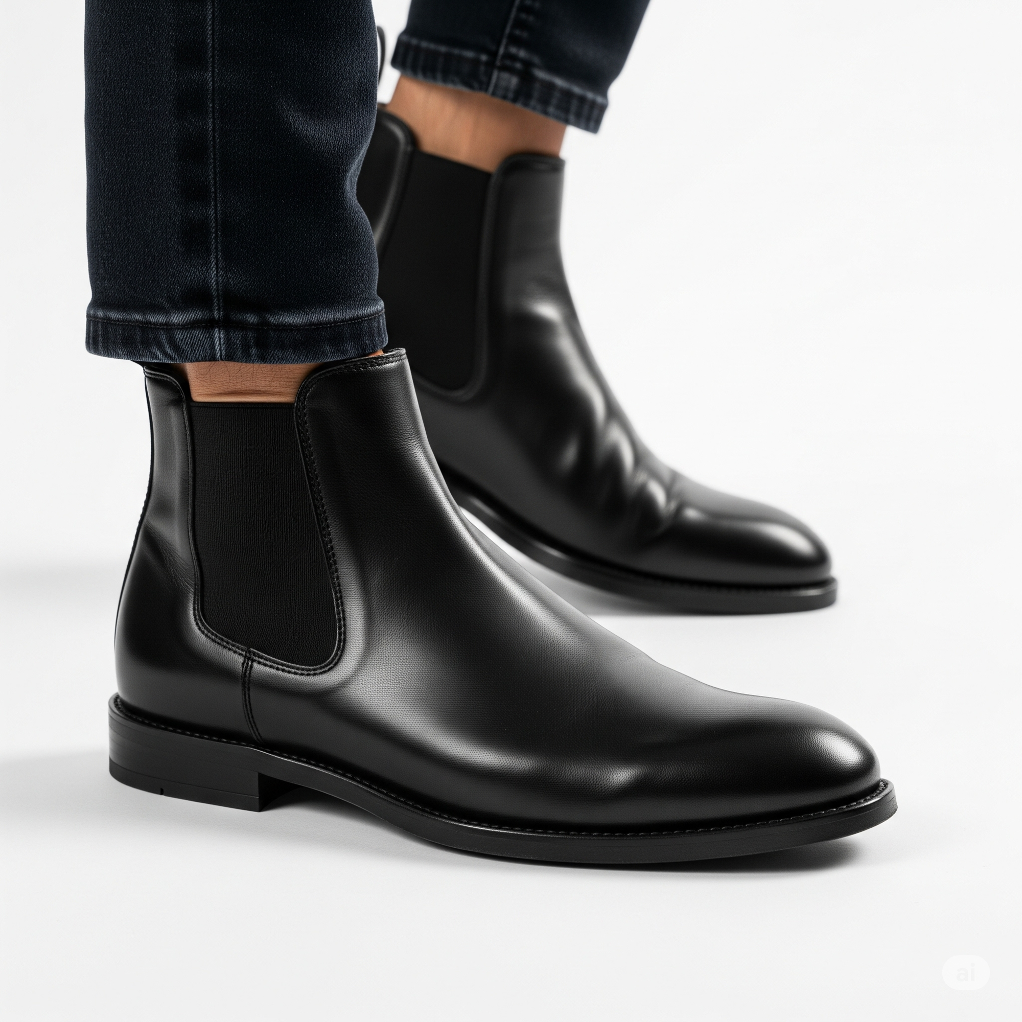 Men's Black Leather Chelsea Boots - Classic & Stylish Footwear