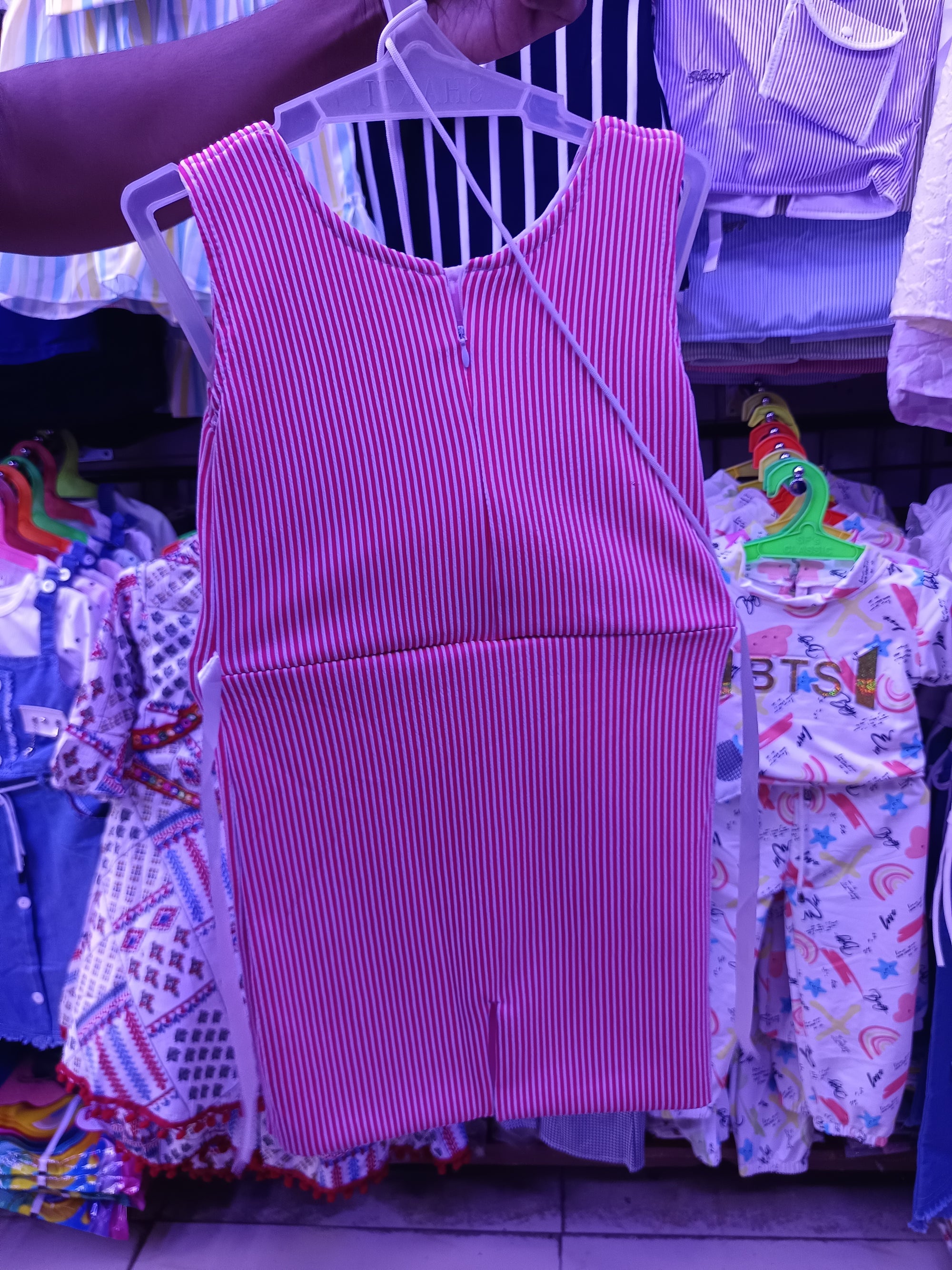 Stylish Red & White Striped Dress for Girls with Bow and Purse – Kids Fashion