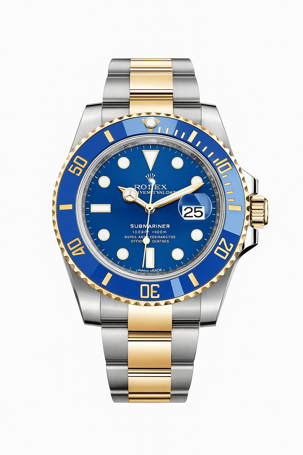 Blue Dial Sliver Gold Bracelet Wrist Watch