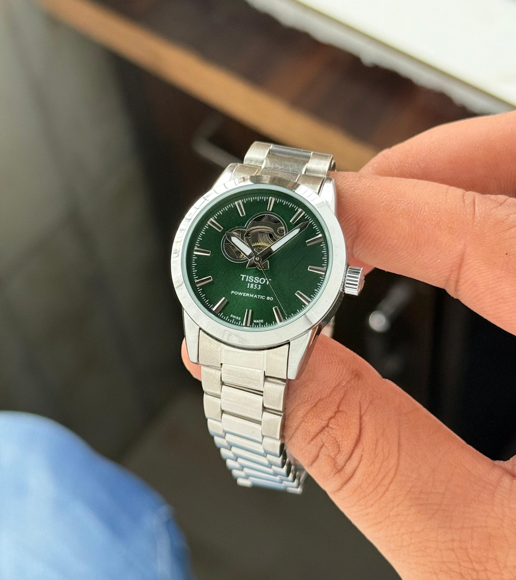 Tissot Powermatic 80 Men's Automatic Watch – Green Dial | Stainless Steel Bracelet | Swiss Made