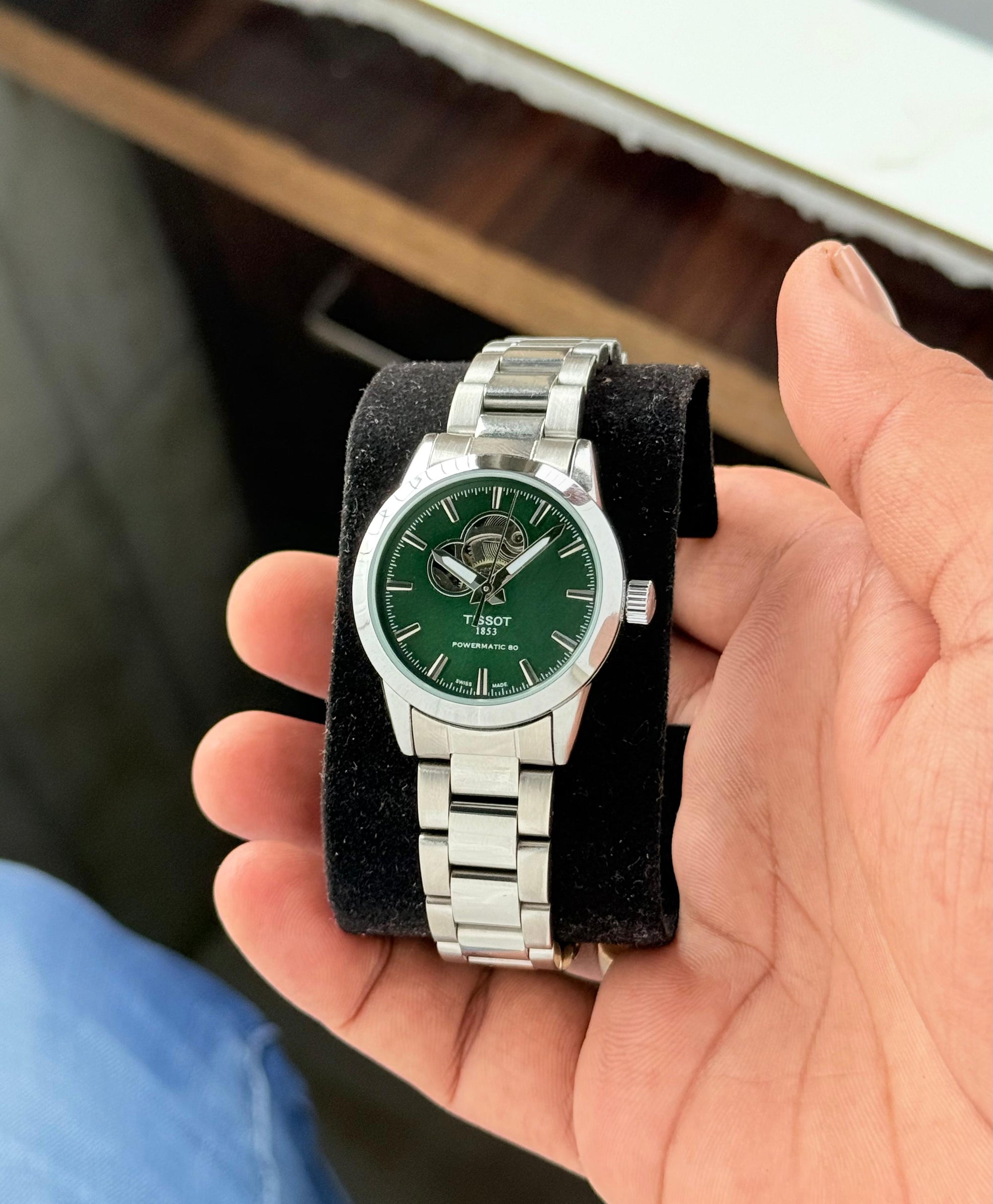 Tissot Powermatic 80 Men's Automatic Watch – Green Dial | Stainless Steel Bracelet | Swiss Made