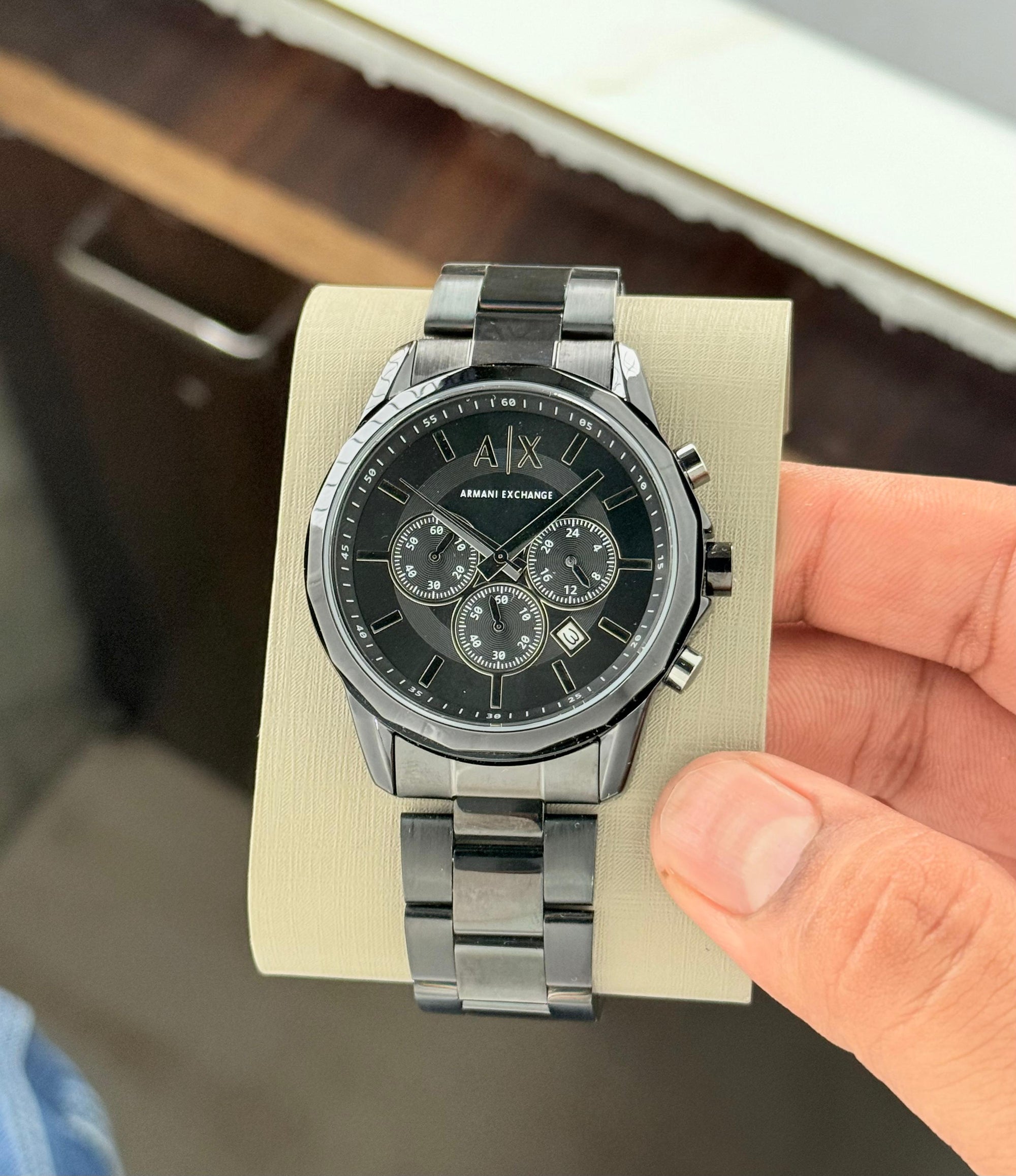 Armani Exchange AX Black Dial Chronograph Men's Watch | Stainless Steel Strap | Premium Luxury Watch for Men