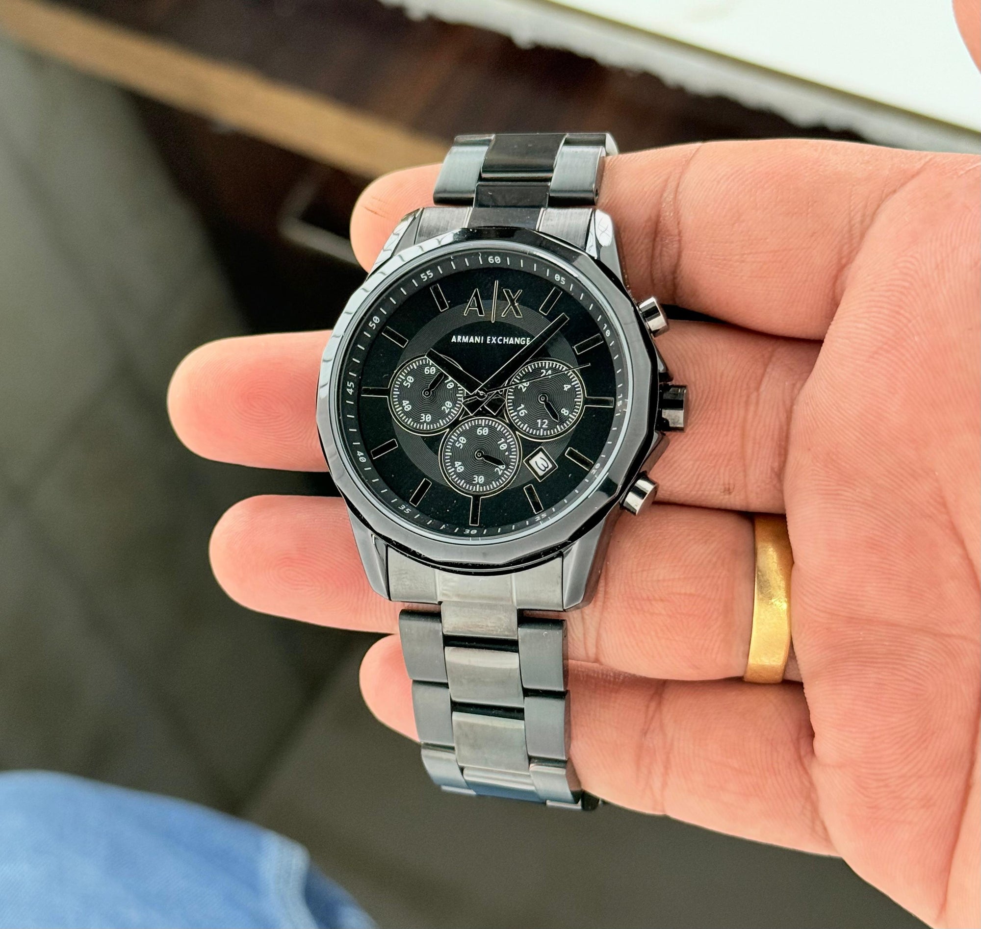 Armani Exchange AX Black Dial Chronograph Men's Watch | Stainless Steel Strap | Premium Luxury Watch for Men