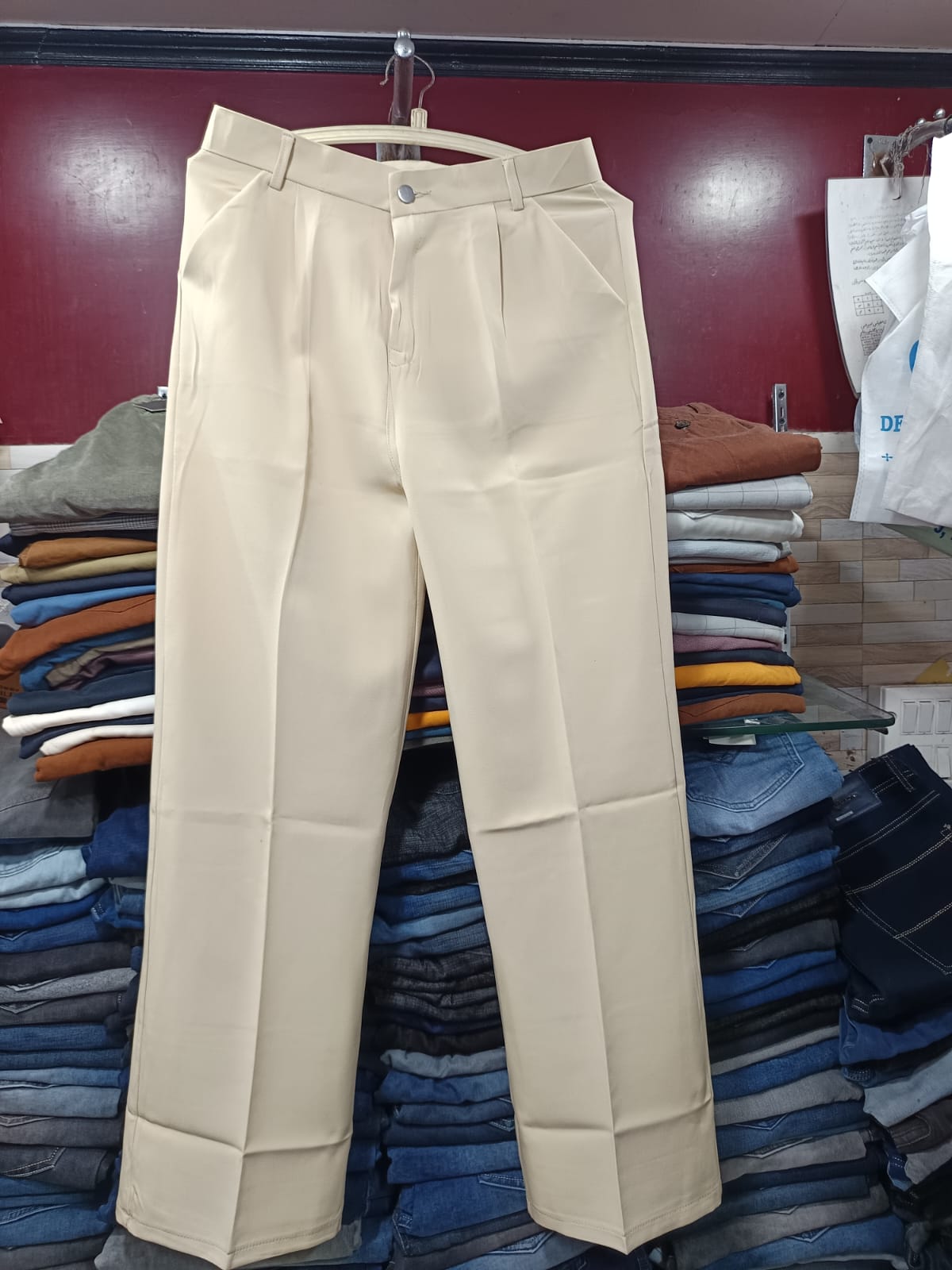 Stylish Cream Formal Pants for Women & Girls | High-Waist Trousers | Office & Casual Wear