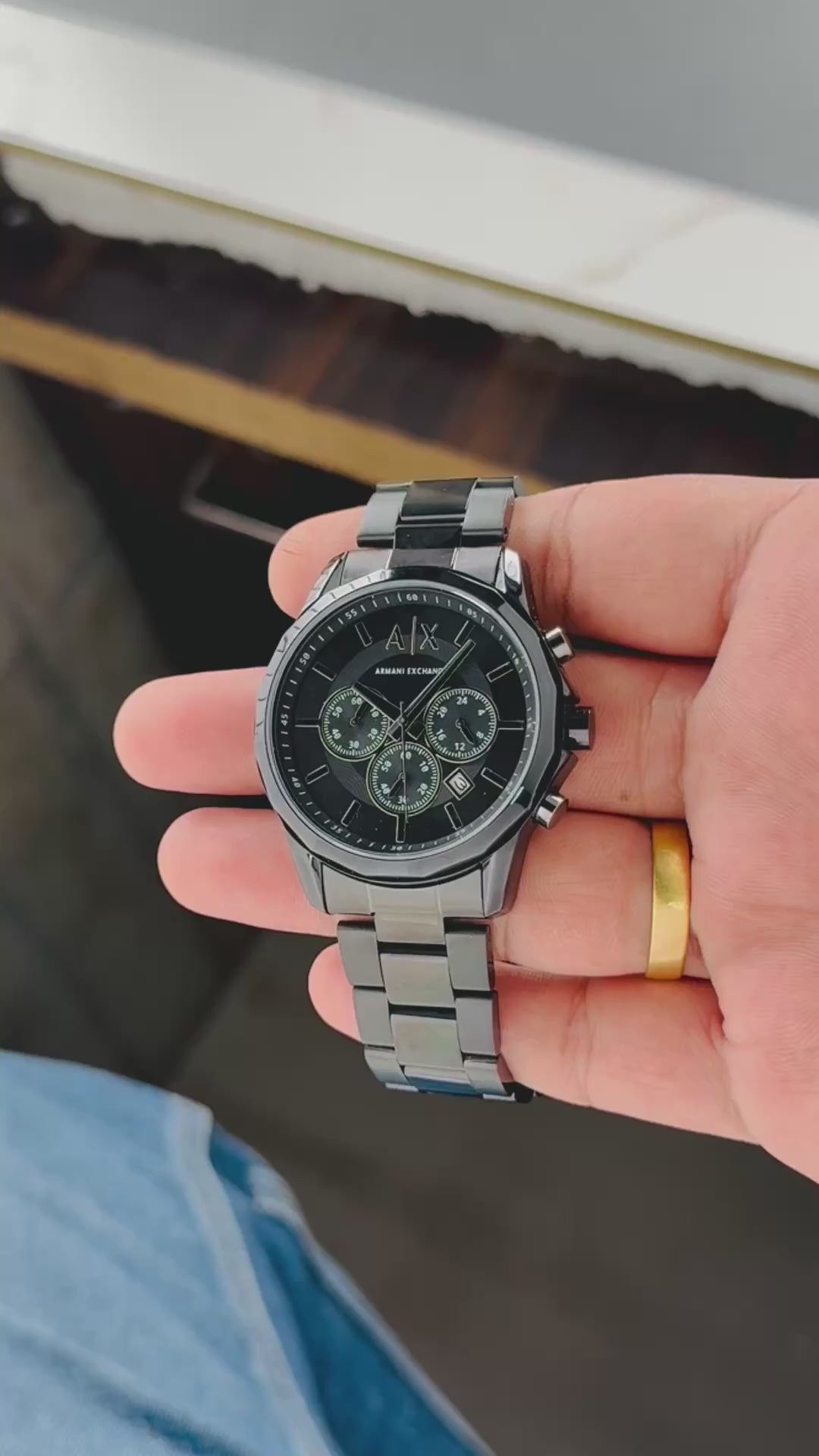 Armani Exchange AX Black Dial Chronograph Men's Watch | Stainless Steel Strap | Premium Luxury Watch for Men