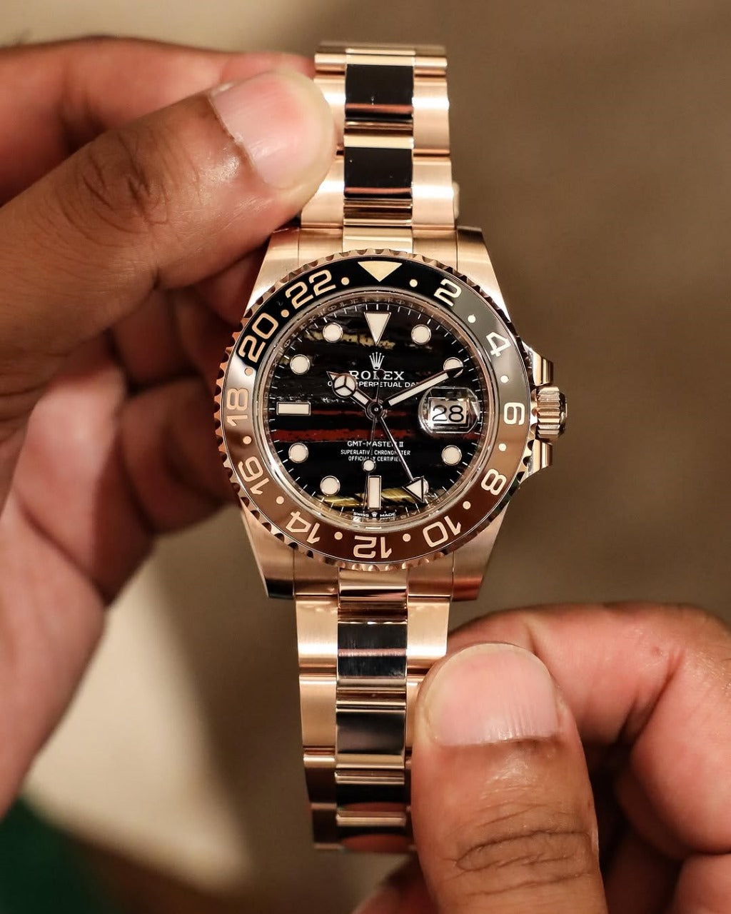 Rolex GMT Master II Tiger Iron Dial – Premium 7AA Automatic Watch for Men (2025 Everose Edition)
