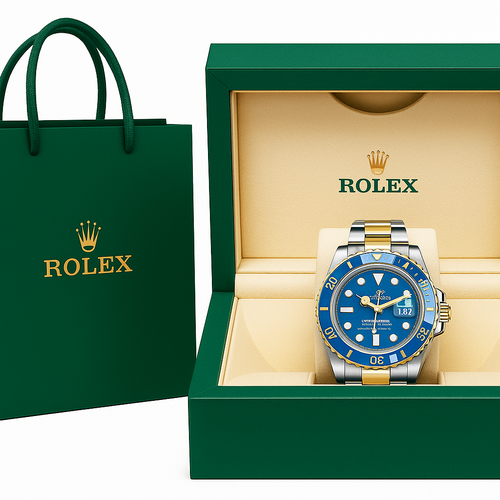 Blue Dial Sliver Gold Bracelet Wrist Watch